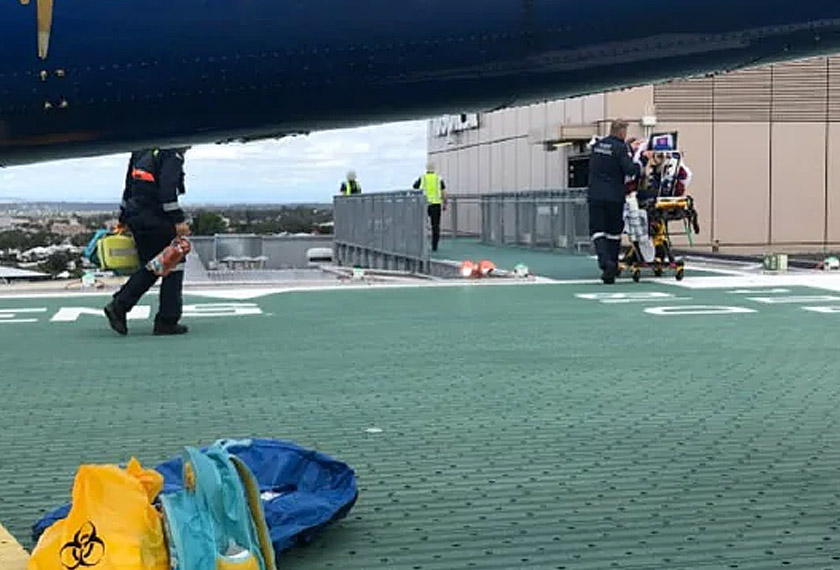 Bayi tersebut alami kecederaan di kepala dan beberapa luka tetapi kini dalam keadaan stabil. Foto: RACQ LifeFlight Rescue