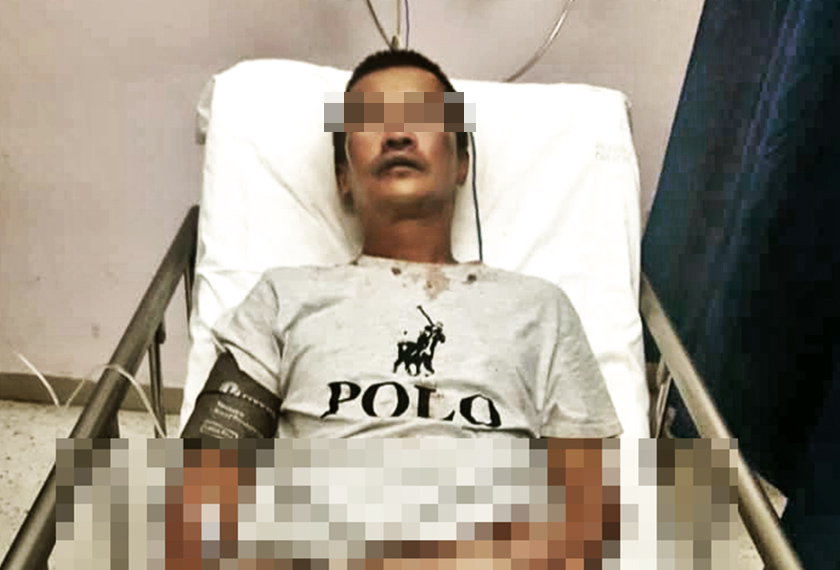 Mangsa lelaki berusia 45 tahun yang ditikam jirannya. - Ihsan PDRM