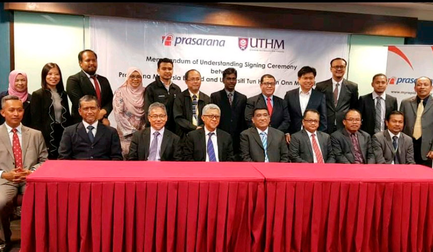 Memorandum Persefahaman (MoU) di antara Universiti Tun Hussein Onn Malaysia dan Prasarana Malaysia Berhad mampu meningkatkan jumlah kepakaran tempatan dalam industri rel