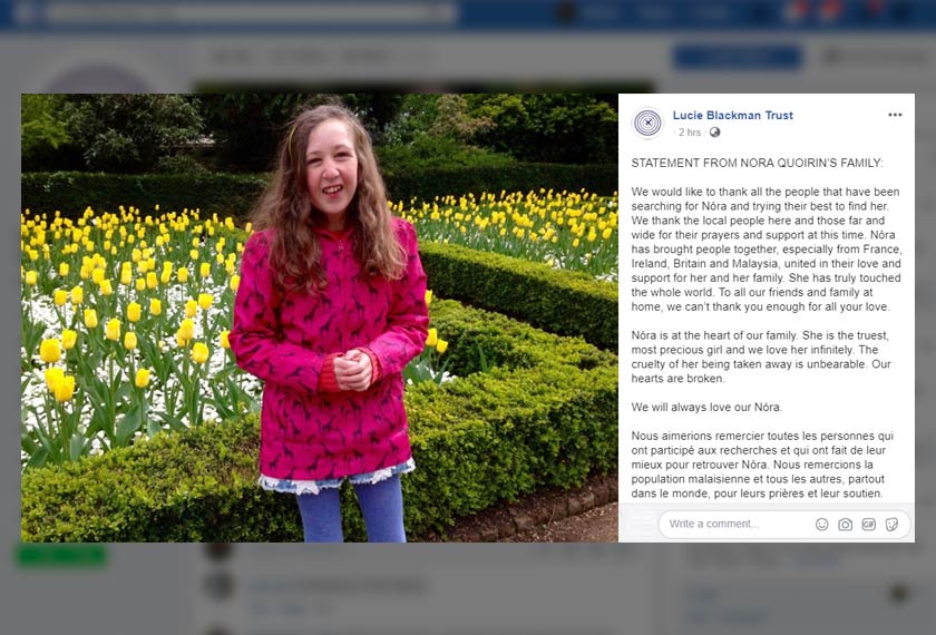 Statement keluarga Nora ANne Quoirin