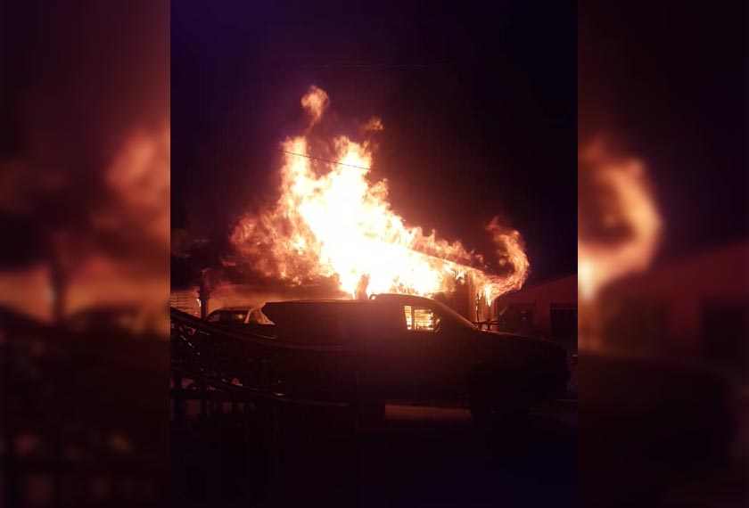 Rumah yang terbakar dalam kebakaran pagi tadi.