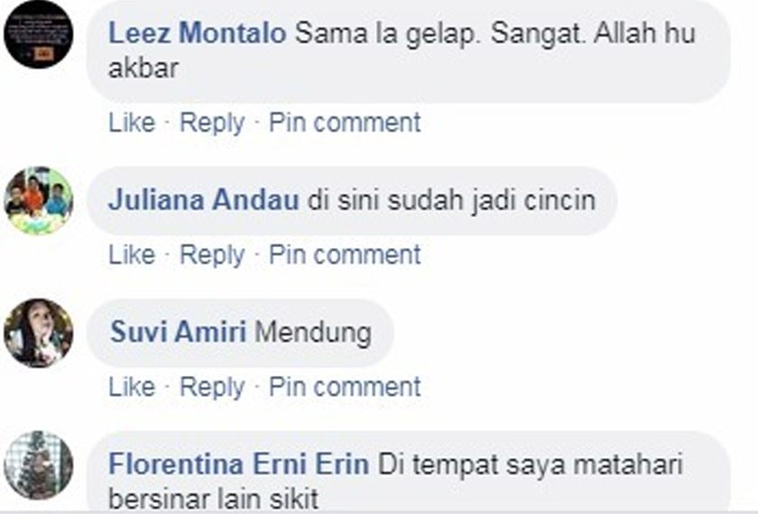 Antara perkongsian orang ramai menerusi komen di ruangan Facebook.