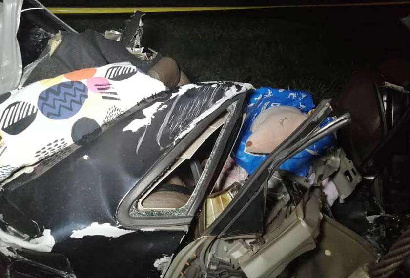 Keadaan kereta mangsa nahas.