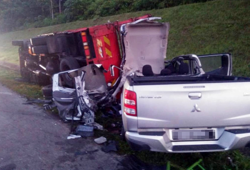 Kemalangan yang meragut nyawa Ketua Armada Bersatu Bahagian Tanjung Malim, Luth Ishak.