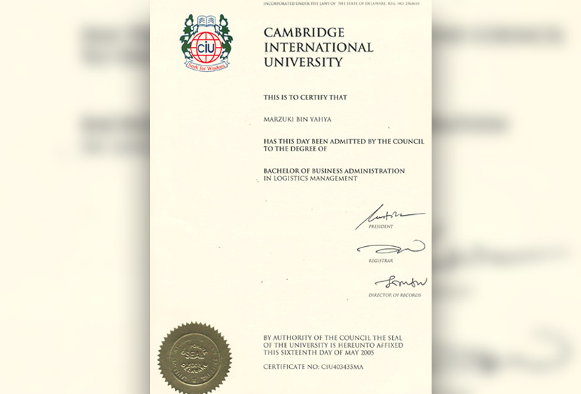 Sijil Akademik Datuk Marzuki Yahya