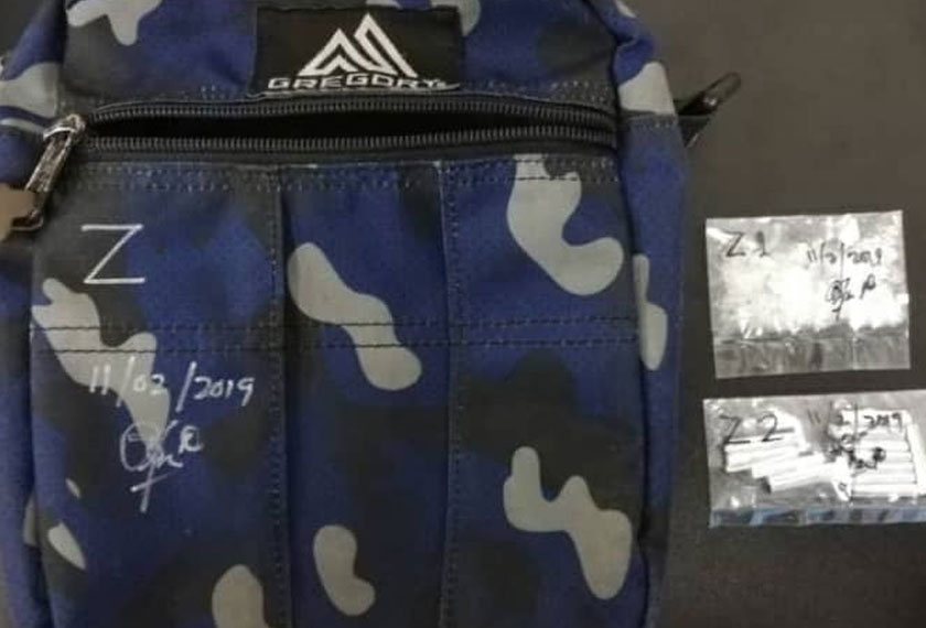 Dadah yang ditemui dalam beg milik suspek.