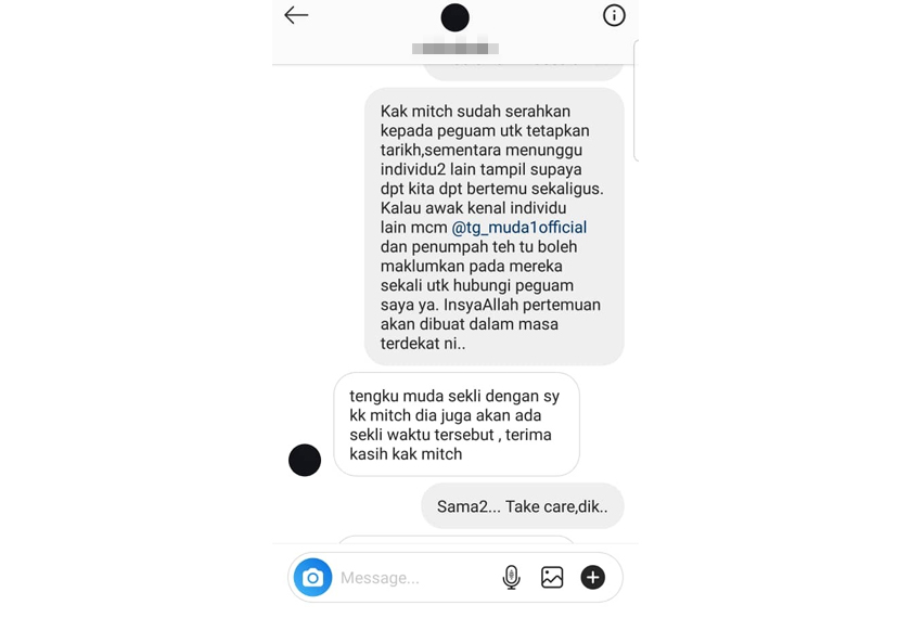 Misha Omar juga menyatakan pertemuan akan dibuat dalam masa terdekat bagi merek berjumpa