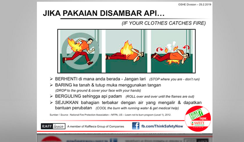 Tindakan penting sekiranya pakaian terbakar