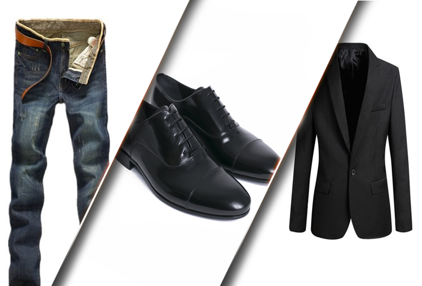 JEANS biru, kasut dan blazer hitam pelengkap gaya seseorang. - Gambar hiasan