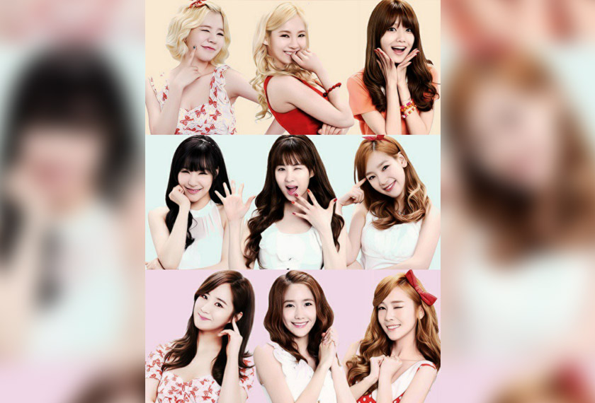 Jessica (bawah, kanan) merupakan satu-satunya ahli yang meninggalkan Girls Generation dan menjadi artis solo.