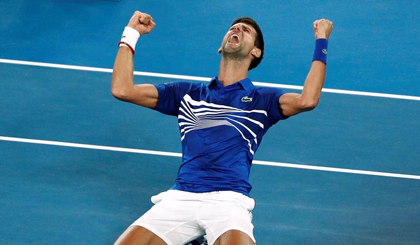 Djokovic turut menempa sejarah baru sebagai pemain yang merekodkan kemenangan paling banyak dalam kejohanan itu bagi mengatasi Roger Federer dan Roy Emerson. - Foto Reuters