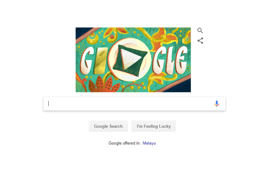 Google Doodle memaparkan sajian itu di laman utama google.com.my dan ia juga dipaparkan di laman utama negara lain.