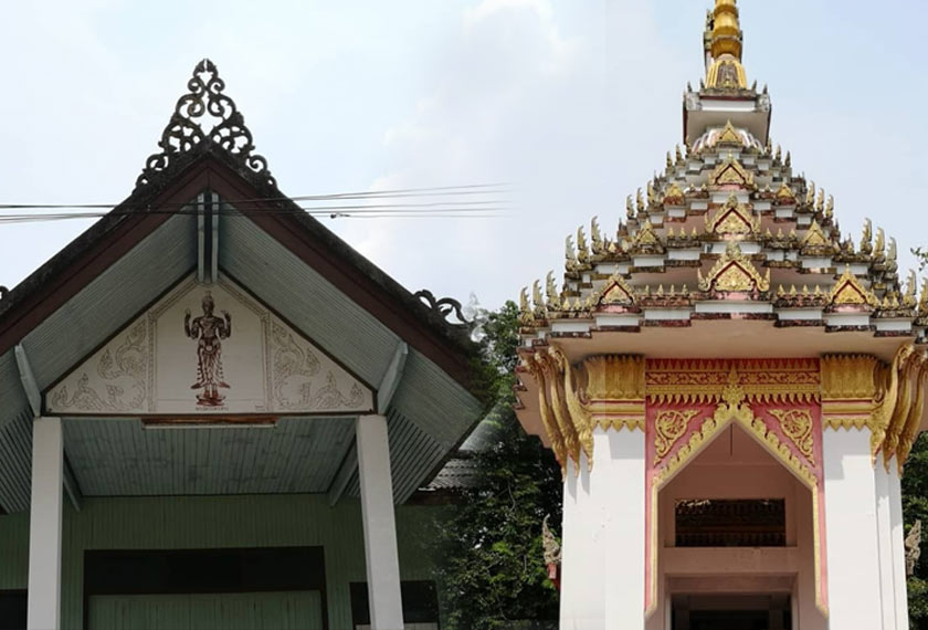 Kawasan kuil Wat Chon Thara Singhe mempamerkan ketelitian seni bina tradisional yang mengangkat warisan kesenian.