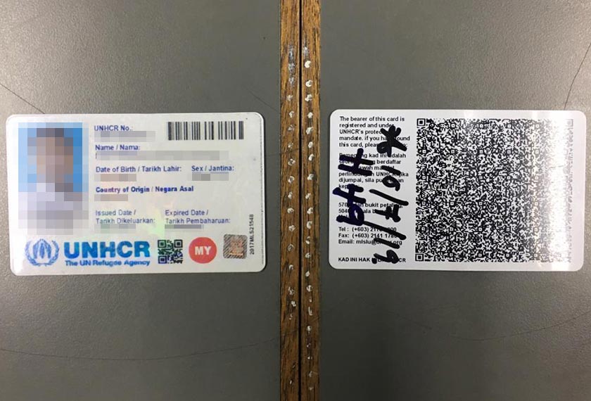 Sindiket berkenaan dipercayai menjual kad UNHCR kepada warganegara Myanmar yang tiada pengenalan diri antara RM50 hingga RM300. - Foto PDRM
