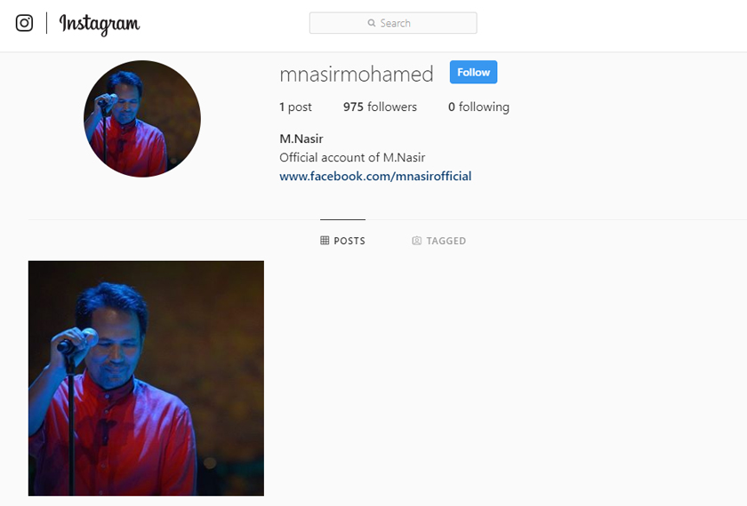 Instagram rasmi Datuk M. Nasir