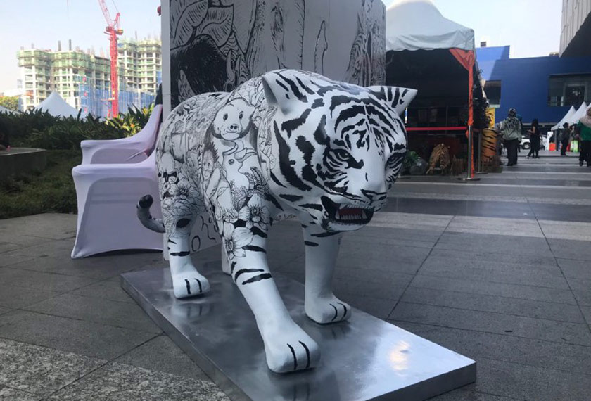 Replika Harimau Malaya yang dipamerkan semasa Hari Hidupan Liar Kebangsaan 2019 - Sumber Hidayah Haris