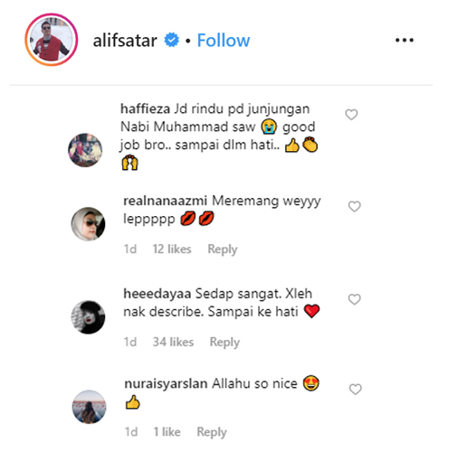  Netizen nyata terpegun mendengar vokal Alif Satar bersama ahli kumpulan Raihan yang terdiri dari Abu Bakar Mohd Yatim, Che Amran Idris dan Amran Ibrahim. 