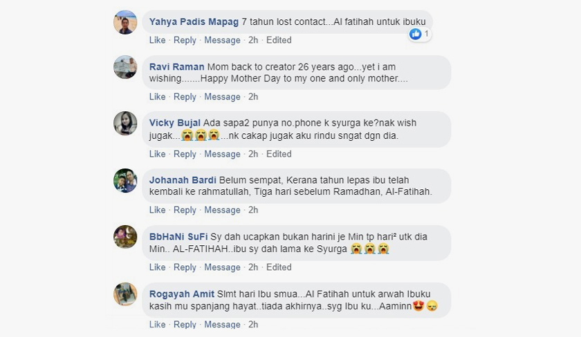 Mereka hanya mampu mendoakan kesejahteraan ibu mereka yang sudah pergi menemui penciptanya