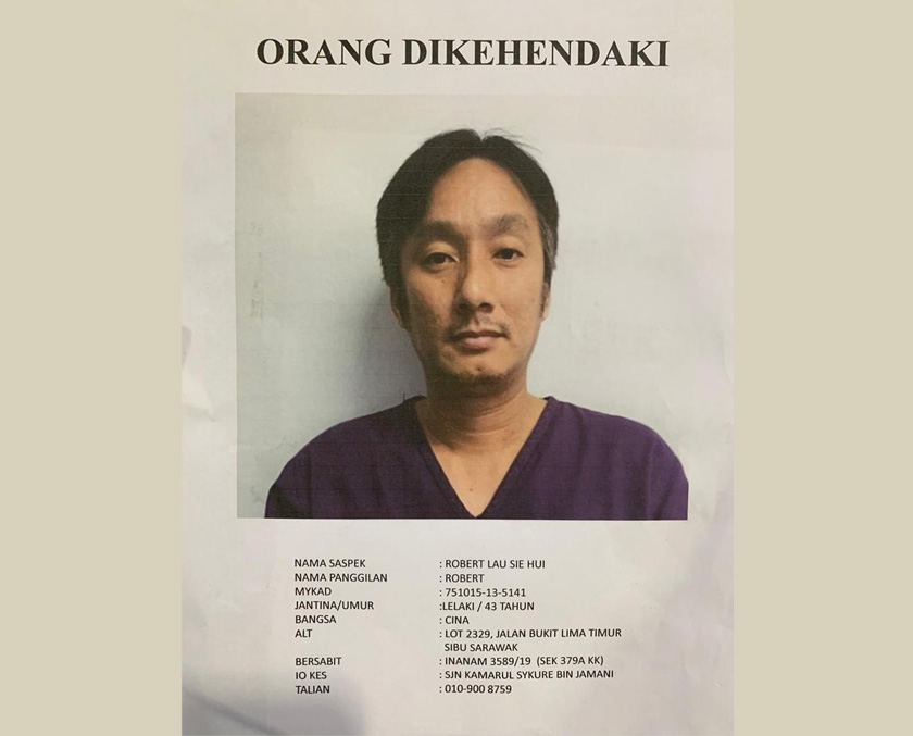 Suspek dikenali sebagai Tommy yang kini diburu polis. - Foto PDRM