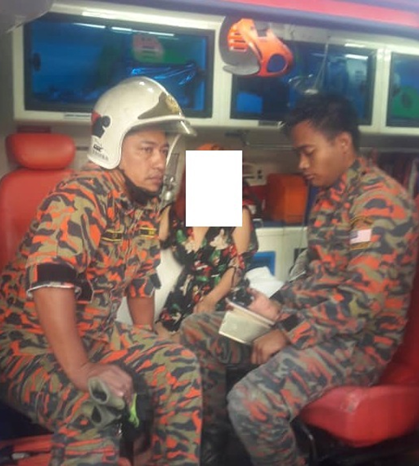 Wanita warga Vietnam berjaya dihalang daripada meneruskan percubaan membunuh diri. - Foto JBPM Perak