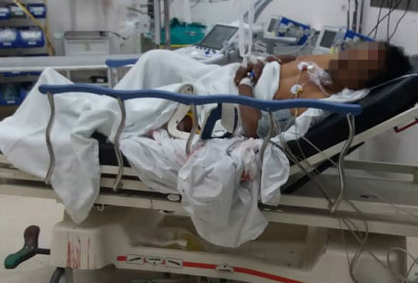 Mangsa dikejarkan ke Hospital Pulau Pinang (HPP) dan dilaporkan masih berada dalam keadaan kritikal. - Foto PDRM