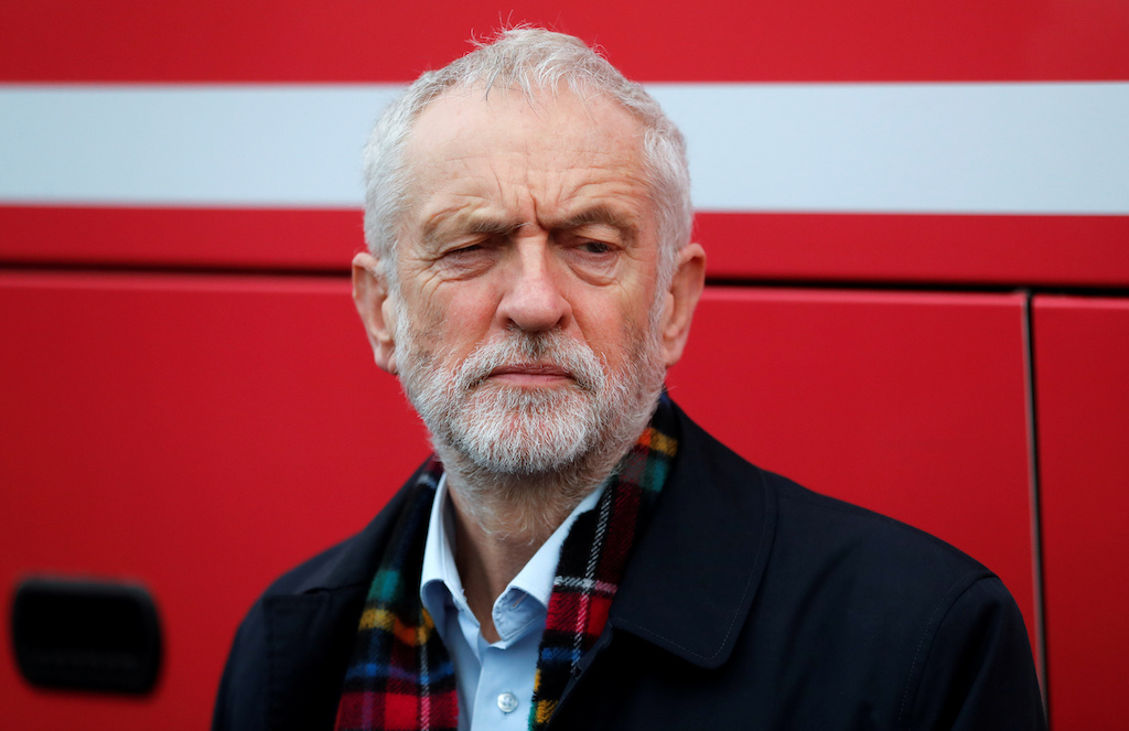 Britain's opposition Labour Party leader Jeremy Corbyn is seen during a visit to Birkenshaw Sports Barn as part of his general election campaign, in Uddingston, Britain November 13, 2019. REUTERS/Russell Cheyne/