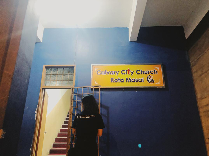 Pintu masuk Gereja Calvary City di Kota Masai. Pasukan Ceritalah