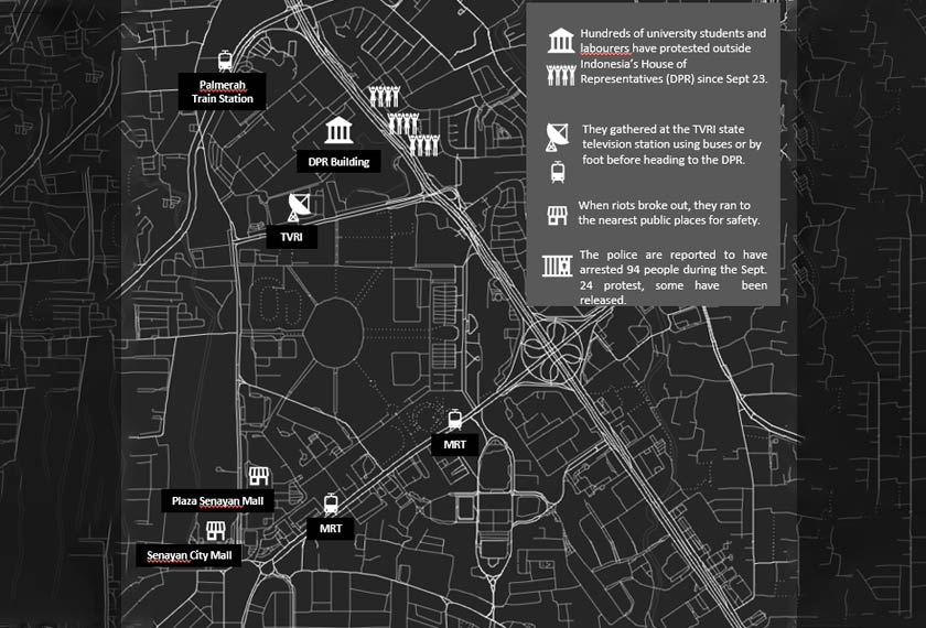 Rancangan perjalanan peserta perarakan yang mengadakan tunjuk perasaan di Jakarta bulan lalu.
