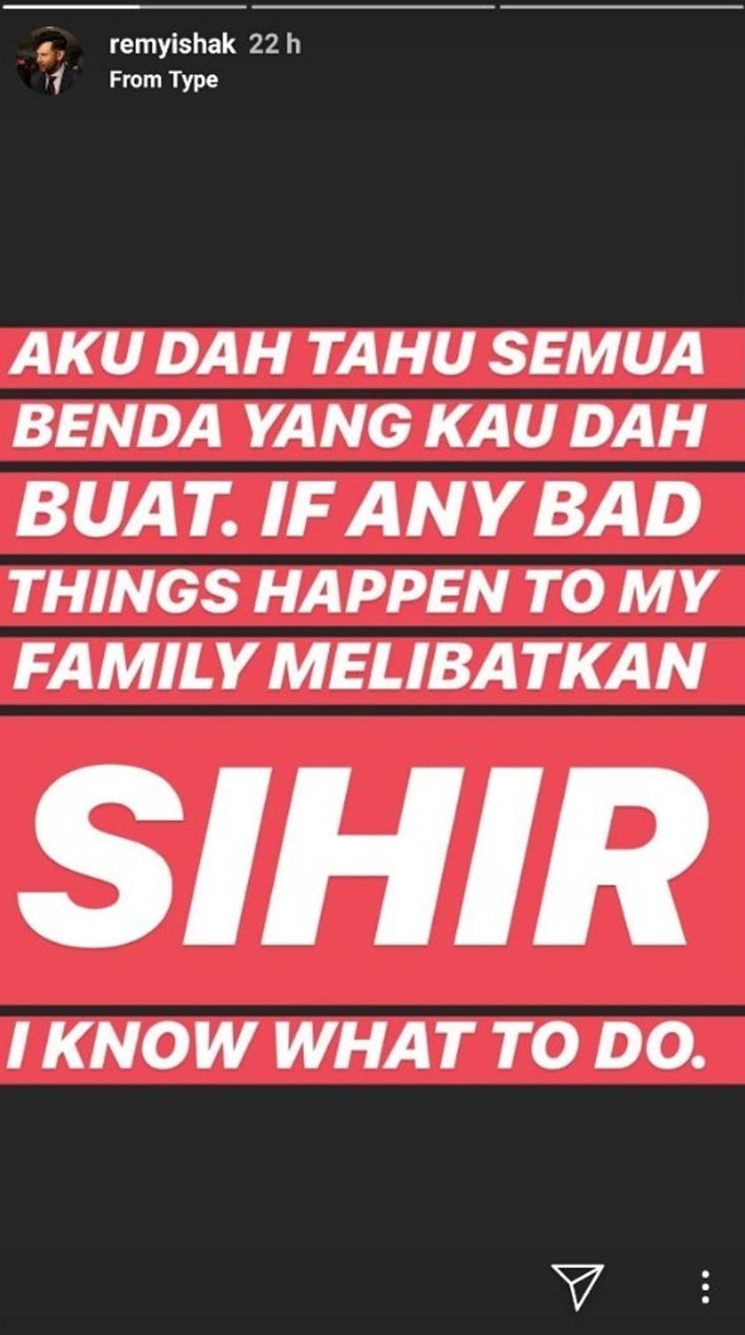 Instastories Remy yang menceritakan tentang sihir