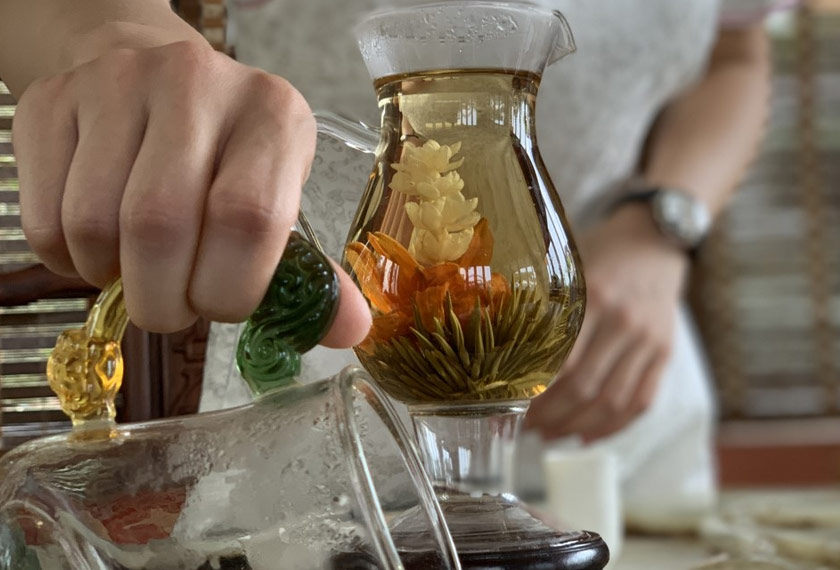 The Blooming Tea is a signature offering at Li-Nong