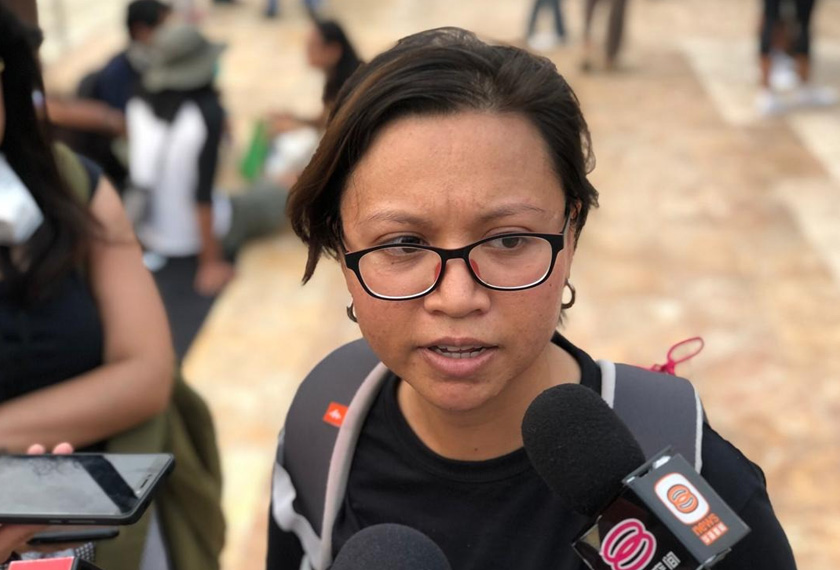 Pengasas Klima Action Malaysia (Kamy) yang juga penganjur perhimpunan, Illi Nadiah Dzulfakar ketika ditemu bual media di Dataran Merdeka