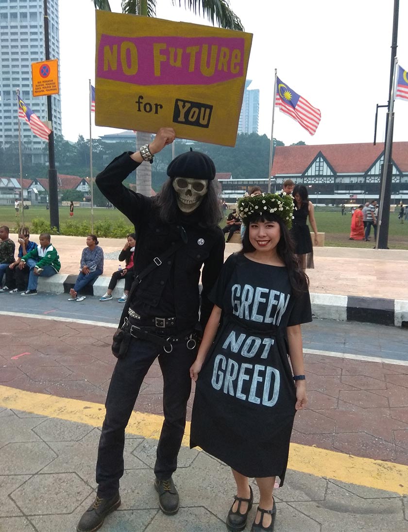 Participants reminding there won’t be a future if we continue giving into greed. Photo: Sathesh Raj
