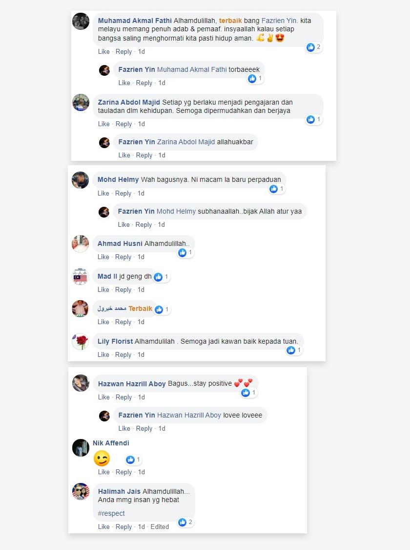 Komen pembaca di Facebook Fazrein.