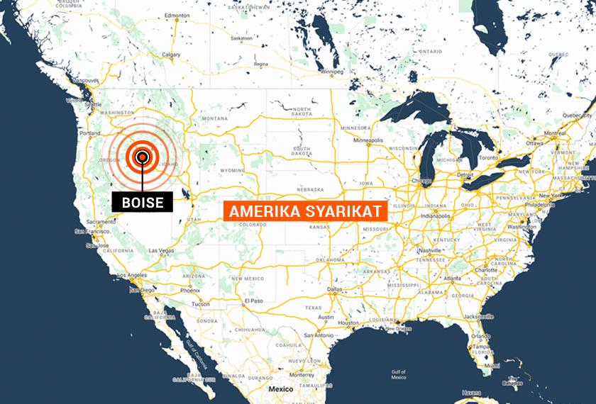 Gempa berkekuatan 6.3 magnitud itu menggegarkan Southern Idaho pada kedalaman 10 kilometer.
