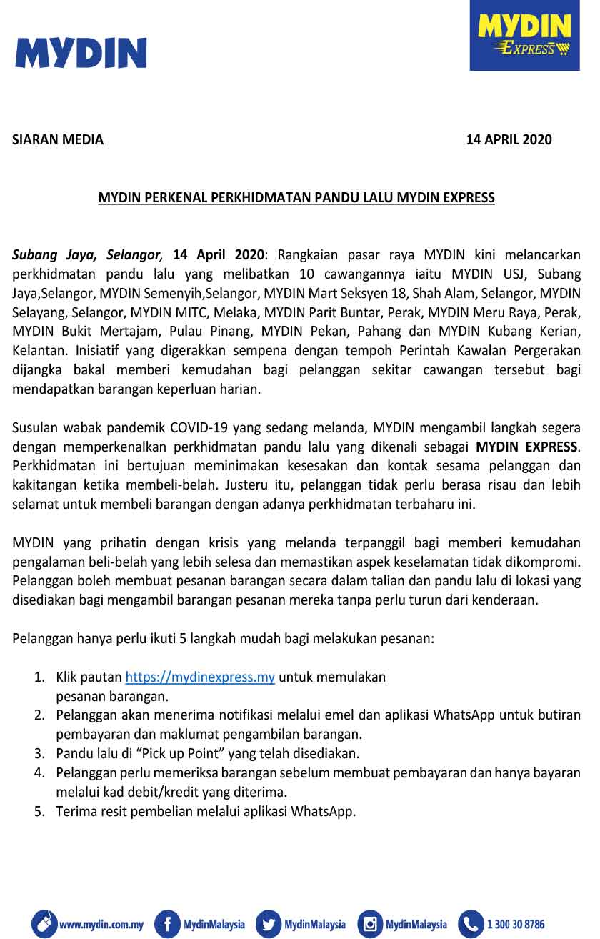 inisiatif itu bagi memberi kemudahan kepada semua pihak untuk mendapatkan barangan keperluan harian berikutan