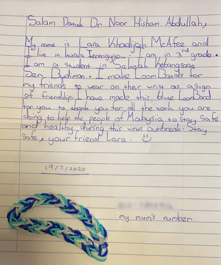 The letter written by Lara to her new friend, Dr Noor Hisham.