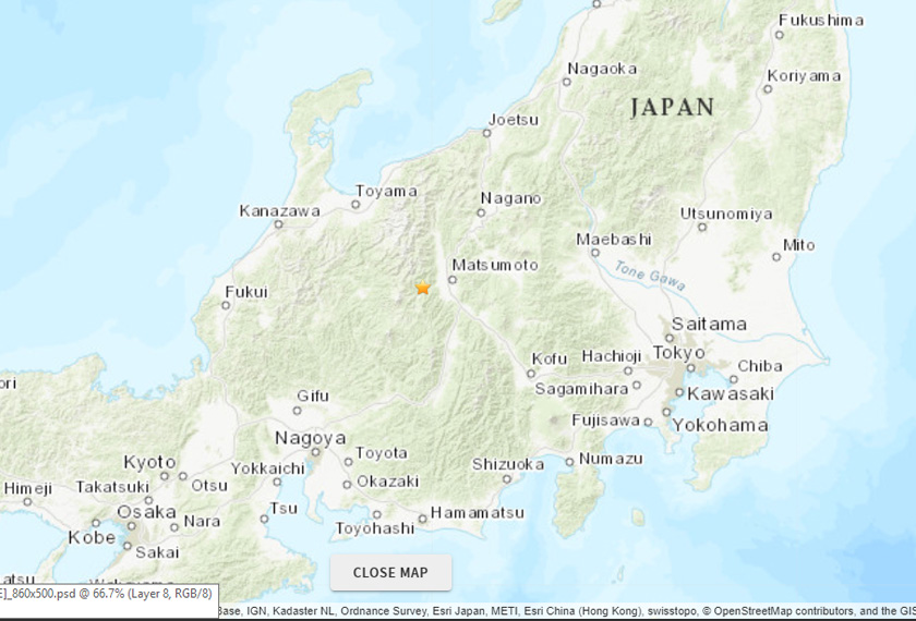 Gempa bumi berkekuatan 5.5 magnitud menggegarkan wilayah Nagano di Jepun.