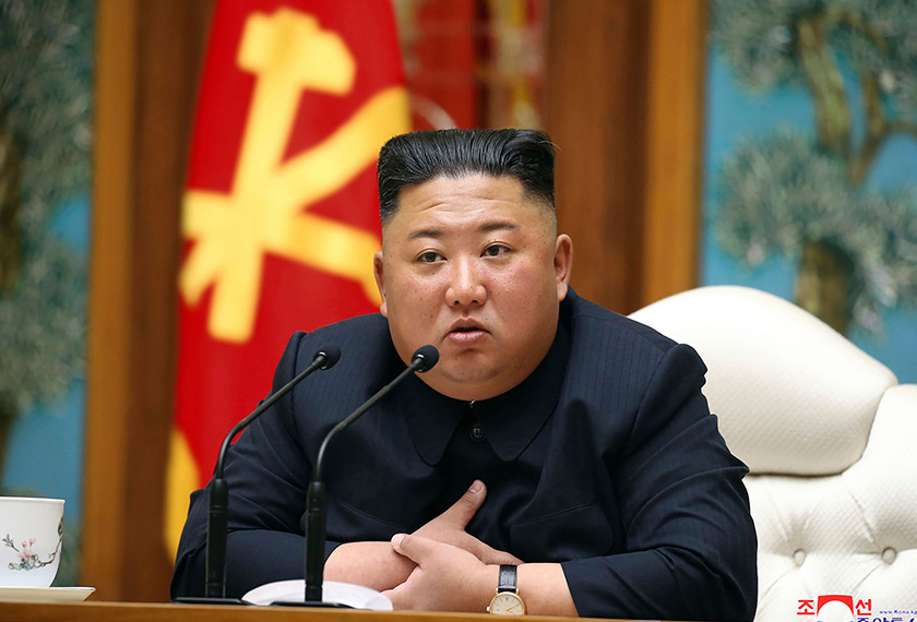 In this April 11, 2020, file photo provided by the North Korean government, Kim Jong Un attends a politburo meeting of the ruling Workers' Party of Korea in Pyongyang. (AP Photo)