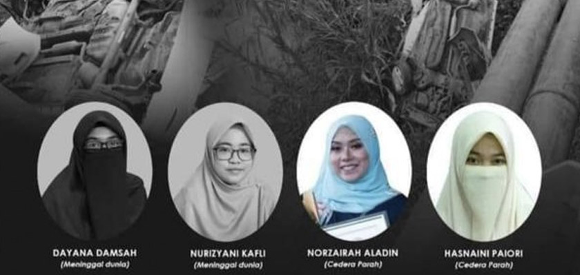 Semua mangsa perempuan yang berumur antara 24 hingga 38 tahun itu merupakan guru di Sekolah Kebangsaan(SK) Umas Umas di Felda Umas Tawau. - Foto Facebook Muslimat