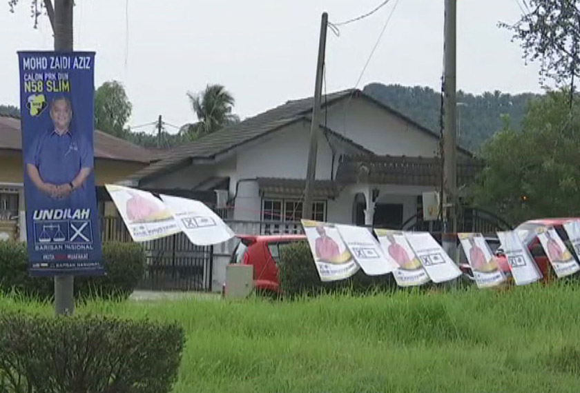 Berbeza dengan PRK-PRK sebelum ini, bahan kempen seperti bendera dan poster tidak 'meriah' 