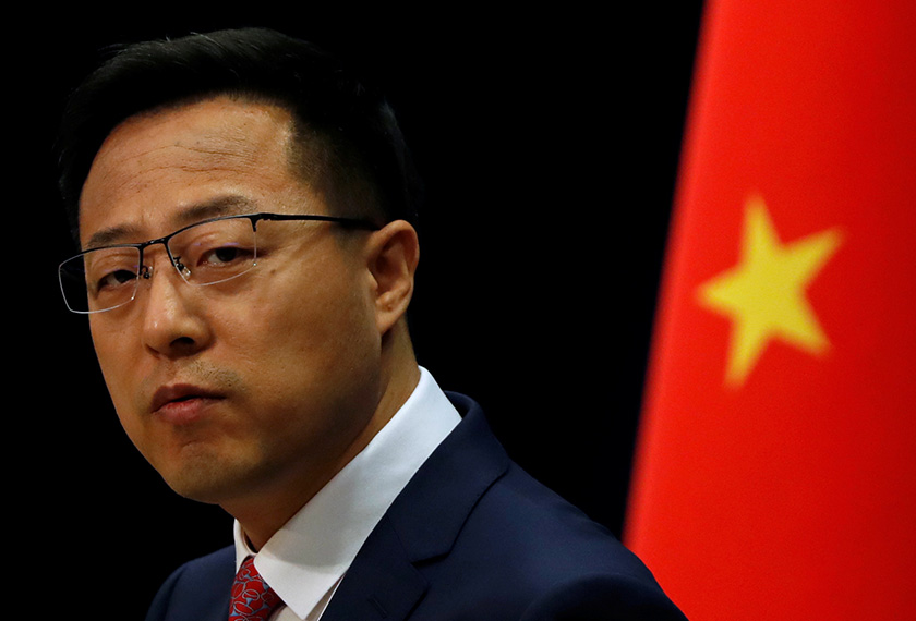 Chinese Foreign Ministry spokesman Zhao Lijian attends a news conference in Beijing, China April 8, 2020. REUTERS Pic