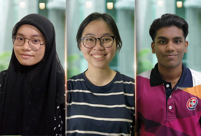 Dari kiri Nur Syafiqah, Li Mei (tengah) dan M Ruban (kanan).