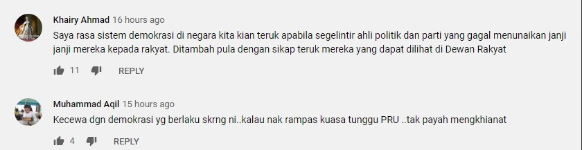 Reaksi tinjauan di Youtube.