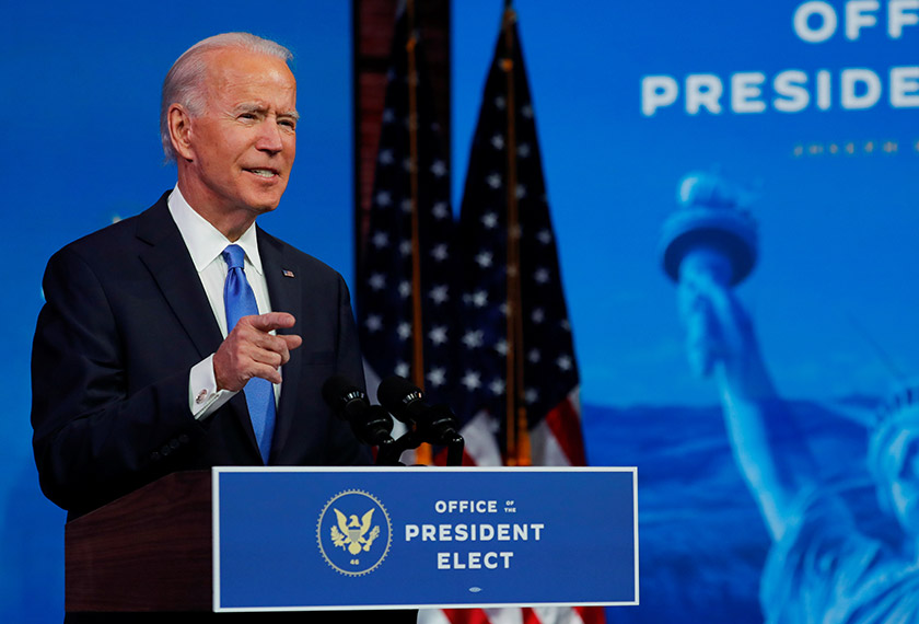 U.S. President-elect Joe Biden delivers a televised address to the nation, after the U.S. Electoral College formally confirmed his victory over President Donald Trump in the 2020 U.S. presidential election. - REUTERS