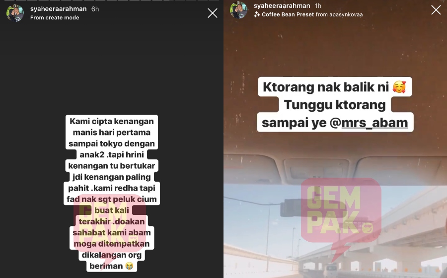 Nur Syahira A.Rahman luluh melihat keadaan suaminya yang terlalu sedih selepas mendapat berita pemergian sahabat baiknya, Abam Bocey.