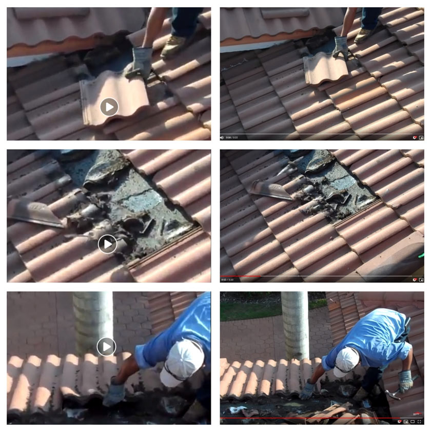 Tangkapan skrin perbandingan video di dalam posting Facebook yang mengelirukan (kiri) dan video di laman YouTube Istueta Roofing (kanan)