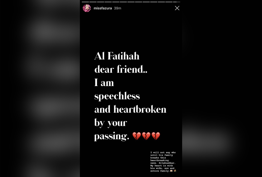 Ucapan Fazura pada Instagram Stories miliknya