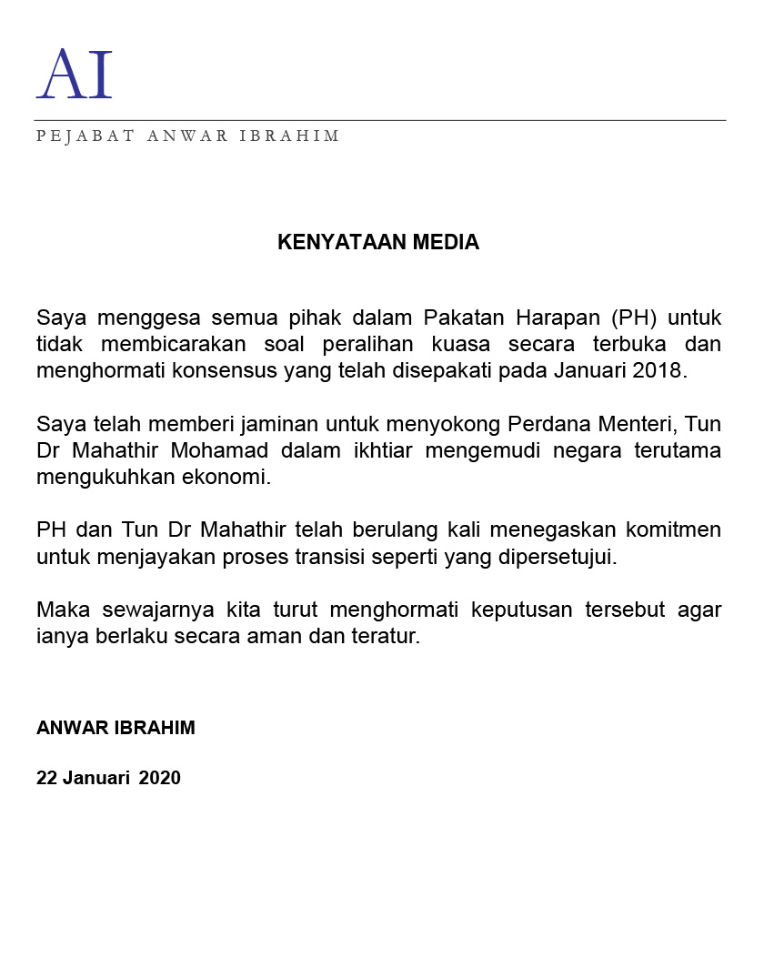 Jangan bicara soal peralihan kuasa secara terbuka- Anwar