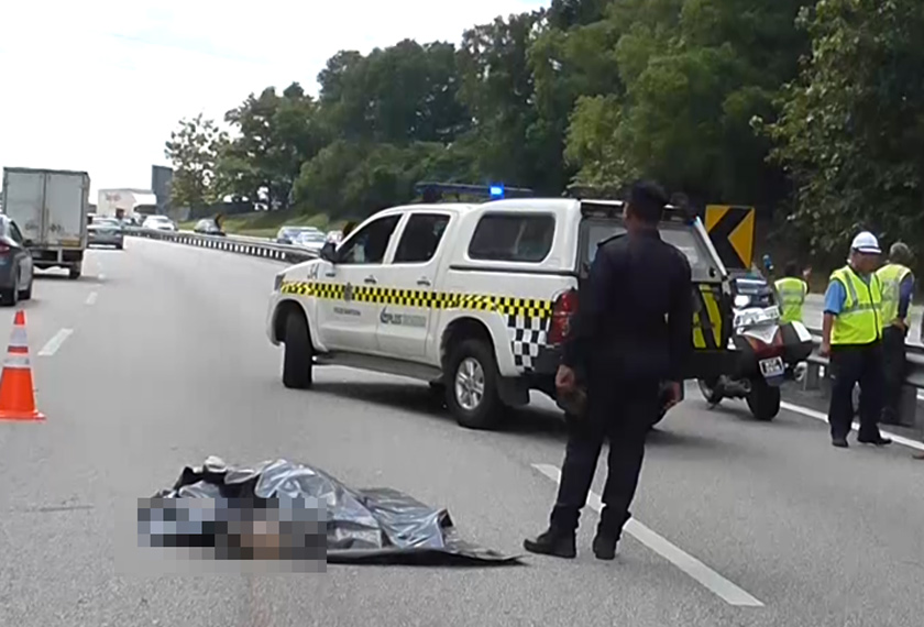 Sebuah lori yang datang dari arah sama gagal mengelak mangsa hingga menyebabkan rakannya itu tercampak. - Foto Astro AWANI