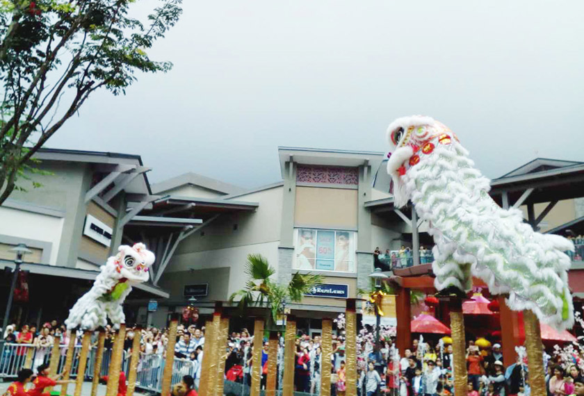 Sambutan Tahun Baru Cina tidak hanya sinonim dengan pemberian angpow, pembakaran mercun serta hidangan makanan seperti yee sang dan limau mandarin tetapi juga persembahan tarian singa. - Junwai Dragon and Lion Dance
